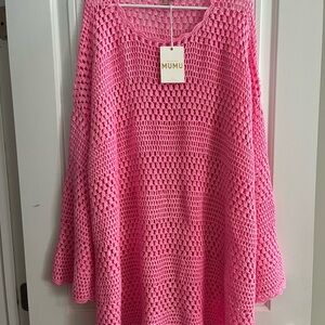 Show Me Your Mumu Paula Pullover Pink Crochet Sweater Coverup